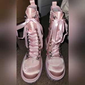 Dolls Kill Pink Holy Boots Sugar Thrillz